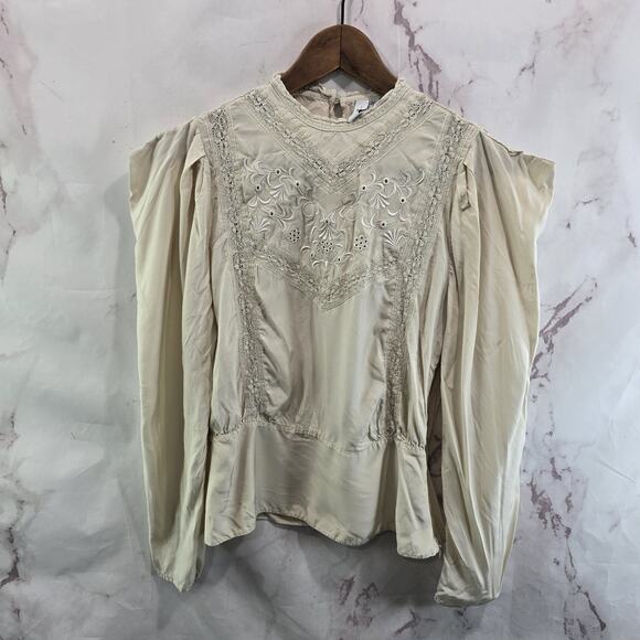 & Other Stories Shirt Womens 2 XS Beige Peasant Blouse Paris Renaissance - Picture 1 of 13